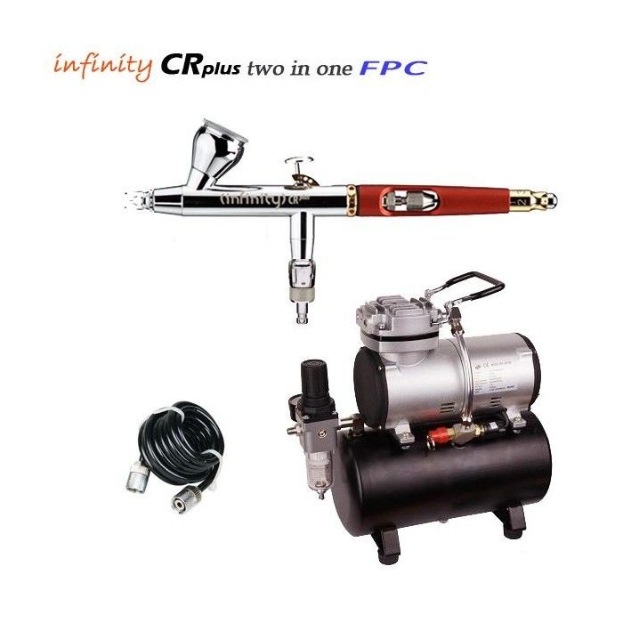 Airbrush Pack Infinity CR Plus FPC Two in One V2 (0.2/0.4mm) + RM 3500 Compressor