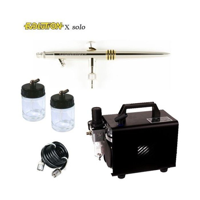 Evolution X Solo Airbrush Pack (0.4mm) + RM 2600 Compressor