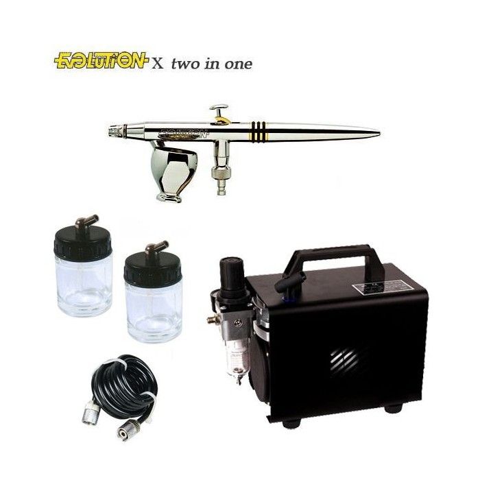 Evolution X Two in One Airbrush Pack (0.4/0.6mm) + RM 2600 Compressor