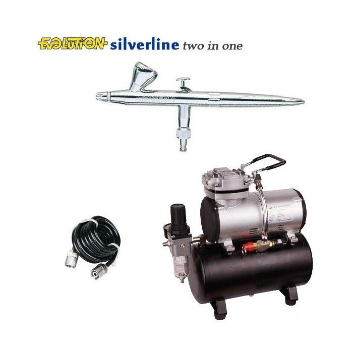 Silverline Evolution Two in One Airbrush Pack (0.2/0.4mm) + RM 3500 Compressor