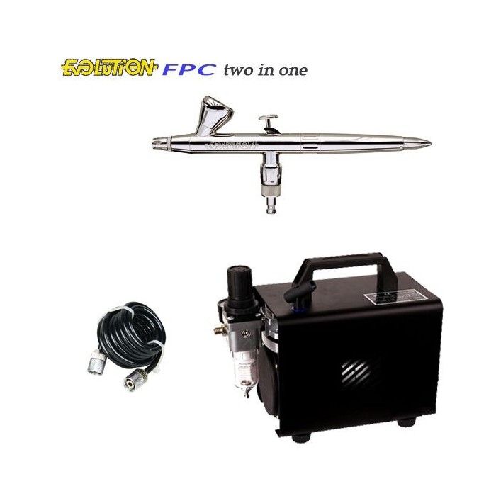 Evolution FPC Silverline Two in One Airbrush Pack (0.15/0.4mm) + RM 2600 Compressor