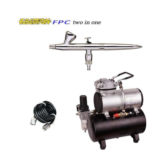 Evolution FPC Silverline Two in One Airbrush Pack (0.20/0.4mm) + RM 3500 Compressor