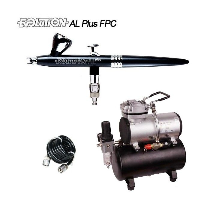 Evolution AL Plus FPC Two in One Airbrush Pack (0.2/0.4mm) + RM 3500 Compressor