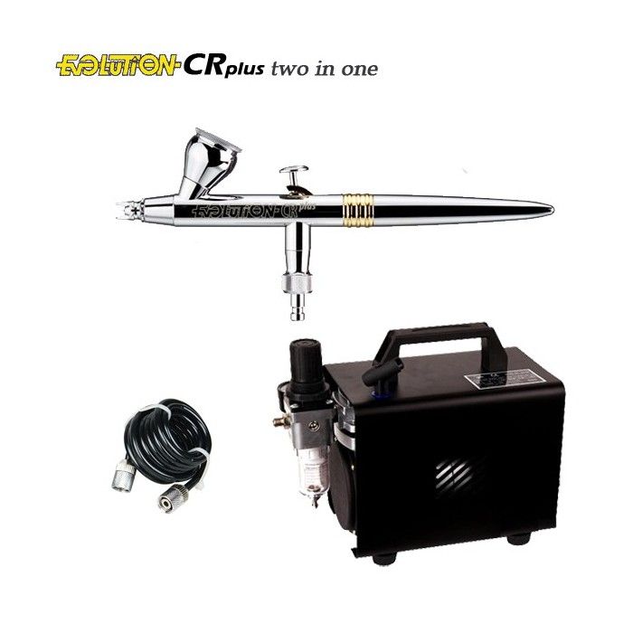 Evolution CR Plus Two in One Airbrush Pack (0.2/0.4mm) + RM 2600 Compressor