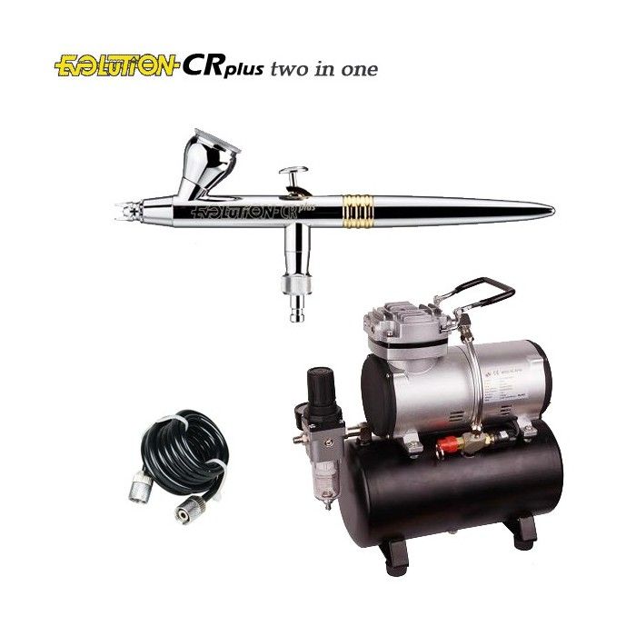 Evolution CR Plus Two in One Airbrush Pack (0.2/0.4mm) + RM 3500 Compressor