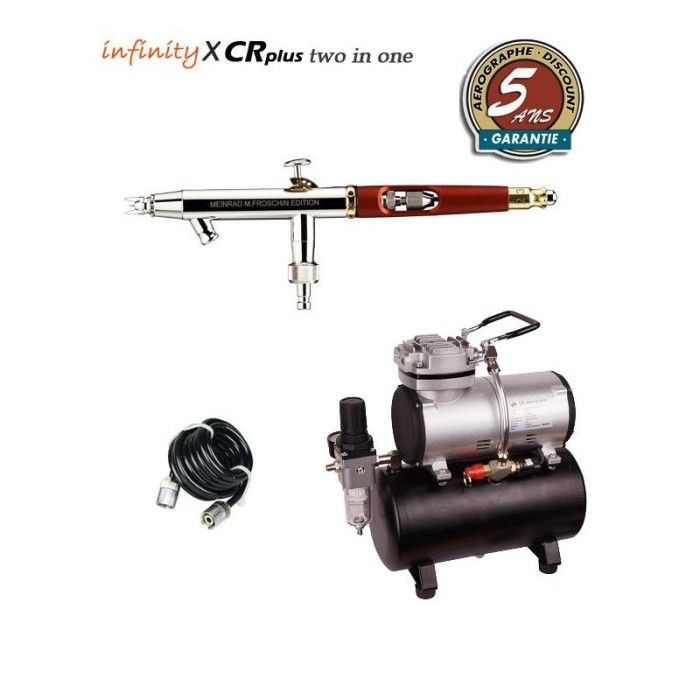 Infinity X CR Plus Two in One Airbrush Pack (0.15/0.4mm) + RM 3500 Compressor