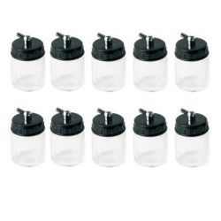Set of 10 22ml glass beakers with dippers for Paasche and RM 100