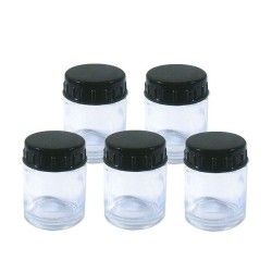 Set of 5 glass 22ml cups with lids