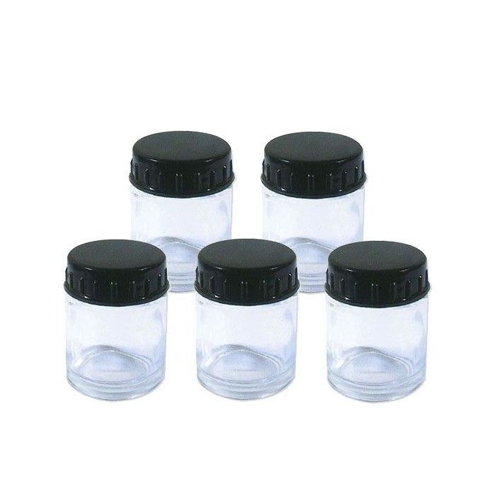 Set of 5 glass 22ml cups with lids