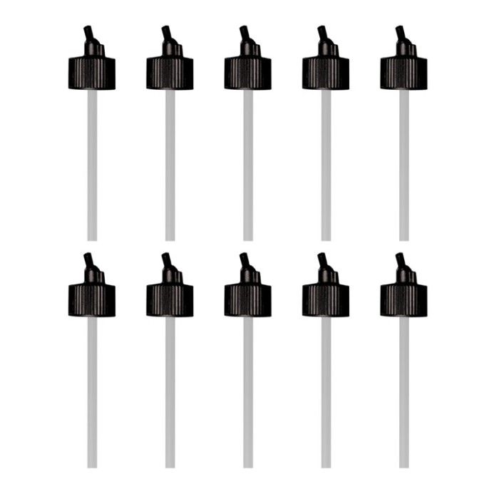 Pack of 10 lids with "long" plunger